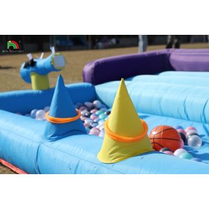 Inflatable Bounce House Combo With Slide Climbing Wall Obstacles Trampoline Ball