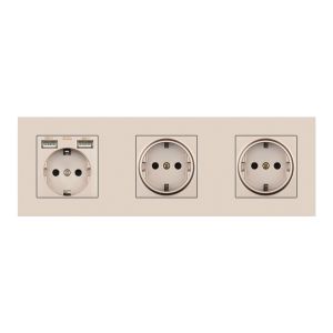 Wall 3 frame power socket eu grounded electrical plug,socket with usb PC panel