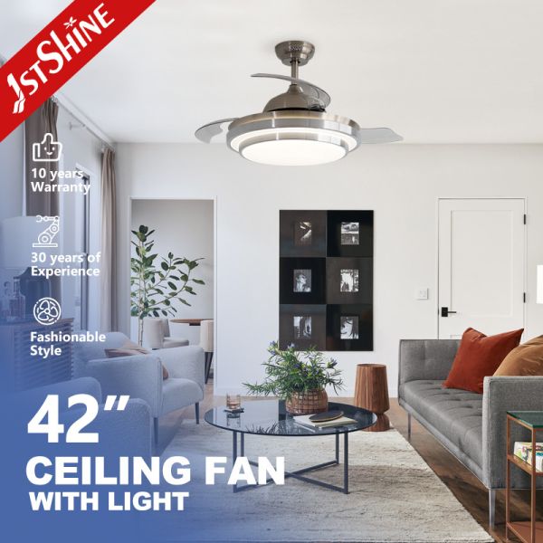 42" Hidden Blades Remote Control LED Ceiling Fan Light for Modern Decor in 3000