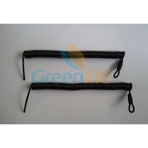Custom Attachments Solid Black PU Covered Extendable Plastic Spiral Safety