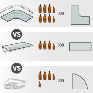 L-shaped Design No drilling Stainless Steel Strong adhesive Shower Organizer