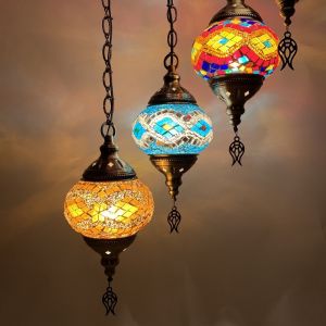 Long staircase chandelier turkish Glass handmade lampshade pendant light(WH-DC