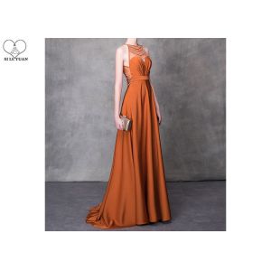 Orange A Line Ball Gown Colorful Heavy Beading Floor Length See Through Style