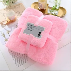 Cheap Everyone Age Group Customized Logo Coral Fleece Towel Set 2 Piece Microfiber Towel for sale