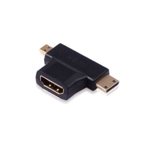 Cheap HDMI F to MINI M+MICRO M Gold Plated Adapter (Black) support 3D for sale