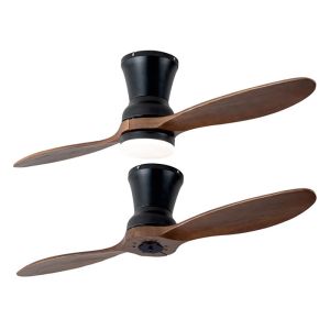2 Leaf Solid Wood Ceiling Fan With Light Frequency Conversion 110V