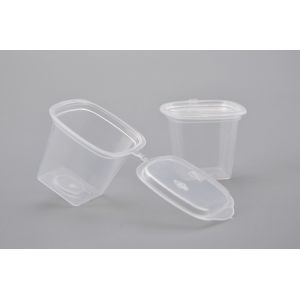 25m lClear Plastic Chutney Cups with Lids / Sauce Pots Re-usable Sauce