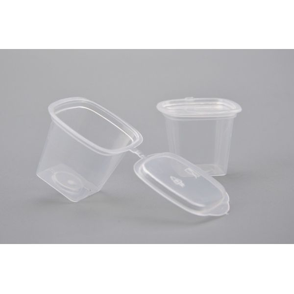 25m lClear Plastic Chutney Cups with Lids / Sauce Pots Re-usable Sauce