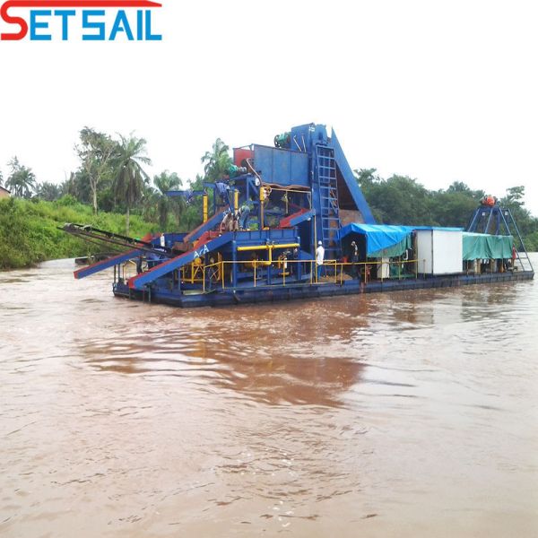 Bucket Chain Gold Dredger with Agitation Chute High Capacity Gold Extraction