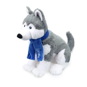Short Plush Simulation Husky Stuffed Toy With Scarf ISO9001