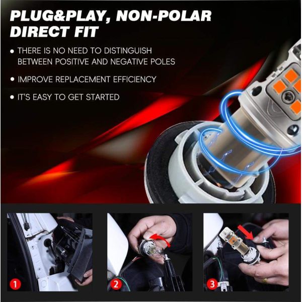 T3 Error Free 1156 BA15S BAU15S Light Bulb 12V 24W White Amber Red Car Motorcycle LED Turn Signal Lights With Ceramics