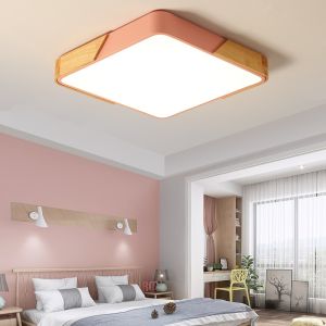 Square Wood veneer ceiling light fixtures for ndoor home Lighting Fixtures (WH