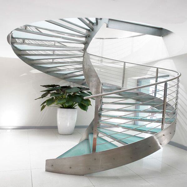 U Channel Curved Deck Stairs Designs Glass Railings System Screw Bolted Installation