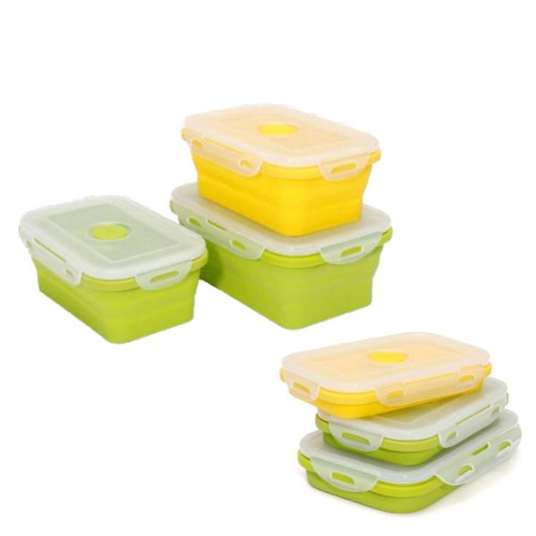 Quality Eco Friendly Odorless Foldable Container Retractile Expandble Storage Food Packaging Bento Vacuum Seal Silicon Bowl wholesale