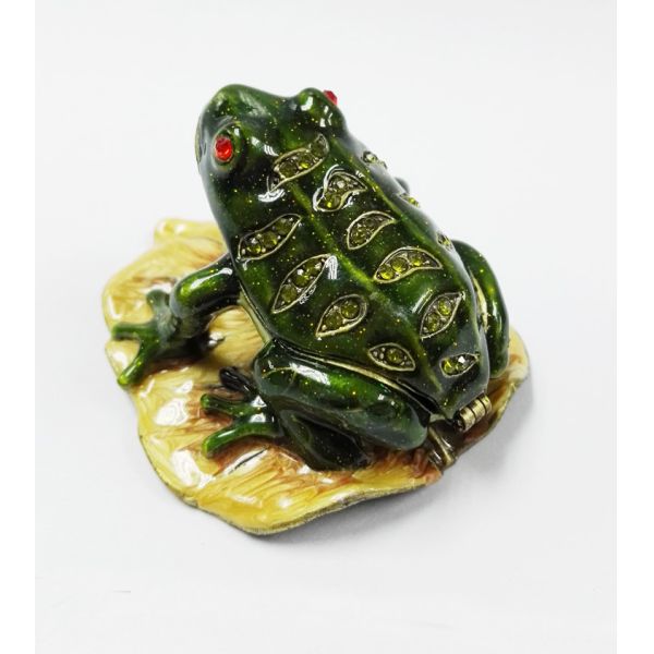 hot sale jeweled enamel frog prince trinket box Pewter alloy antique plated Frog Jeweled Trinket Box