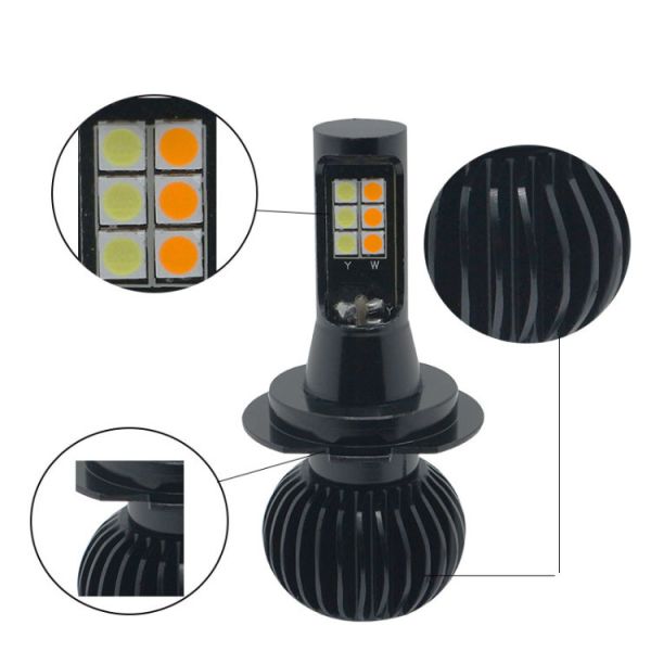 H1 H3 H4 H7 H8 H11 9006 880 Led Flash Light Bulb Two Color Universal Led Fog