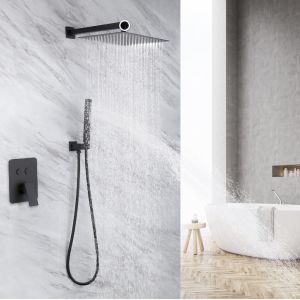 OEM ODM 12 Inch square waterfall cabezal de ducha shower bathroom mixer set