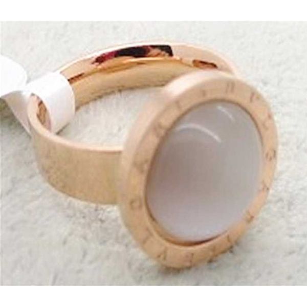 Quality 316L stainless steel ring with 14k rose color & white eye cat stone  LRX35 wholesale