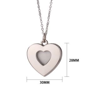 Sublimation Heart Shape Sliding Silver Locket Necklace Custom Printing