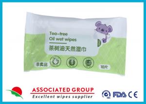 China Alcohol Free Tea Tree Oil Wet Wipes , Natural Vera Baby Cleaning Wet Tissue Wipes 10pcs*6 on sale