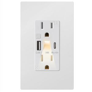China Home 15A Wall USB Socket With Type C Night Light Illumination on sale