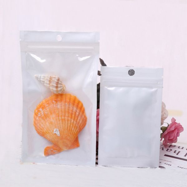 OPP CPP White Clear Resealable Zipper Plastic Pouches for Makeup tools/Electronis etc Packing