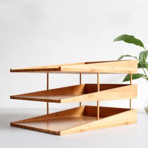 stacking bamboo file tray