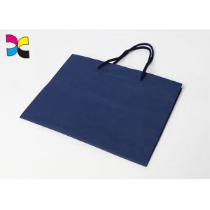 Durable Printed Paper Carrier Bags With Twisted Handles Blue Color