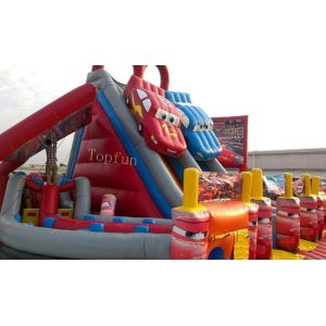 Cheap Exciting Car Race Inflatable Slide , Customised Inflatable PVC Tarpaulin Slide for sale