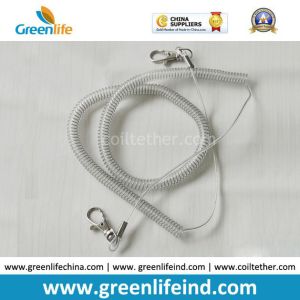 China Transparent Clear Spring Steel Wire Lanyard W/Swivel Clips on sale