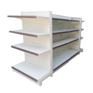 Cheap double-sided metal gondola shelf retails racks supermarket system for sale