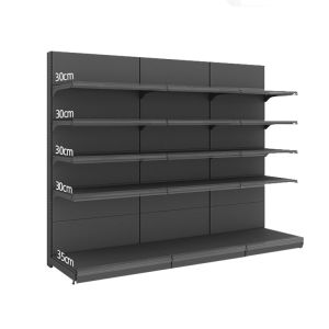 Single-Sided Metal Supermarket Shelf with Powder Coated Finish