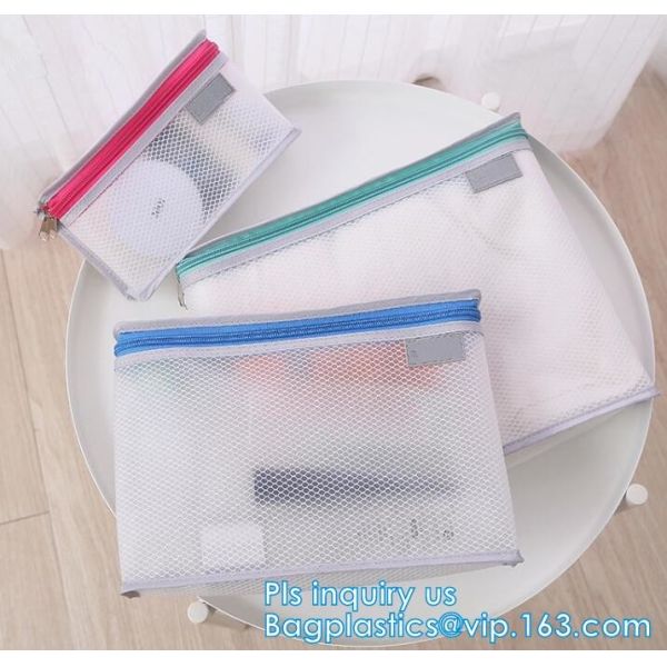 cosmetic mesh zipper bag for promotional gifts and cosmetics, Nylon Mesh Makeup Cosmetic Bag Clear Mesh Make up Cosmetic
