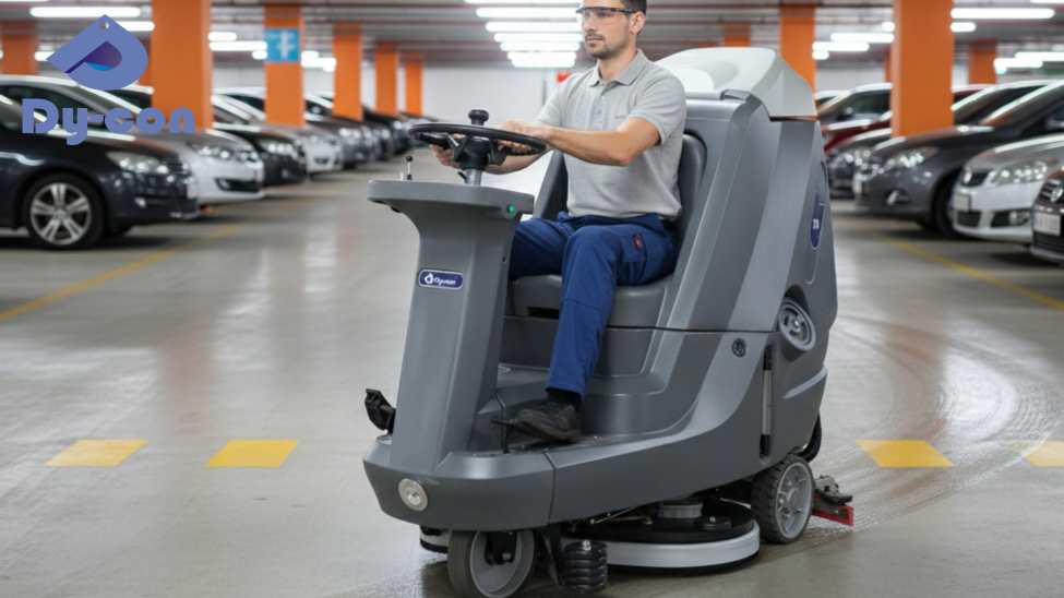 Cheap Powerful Ride-On Scrubber For Fast &amp; Efficient Parking Garage Cleaning for sale