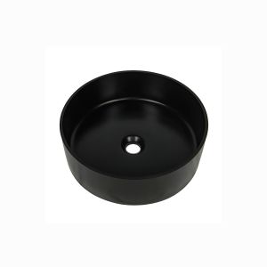Cheap 410mm Black Quartz Undermount Round Single Bowl Kitchen Sink With Splashback for sale