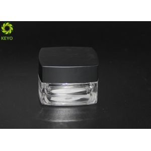 China Clear Glass Cosmetic Cream Storage Jars Square Shape With Black Plastic Cap on sale