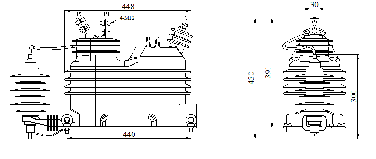 Outdoor MV Voltage Transformer 50Hz Or 60Hz Cast - Resin Insulated