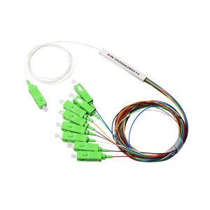 1x8 Fiber Optic PLC Splitter Mini Steel Tube Type 0.9mm