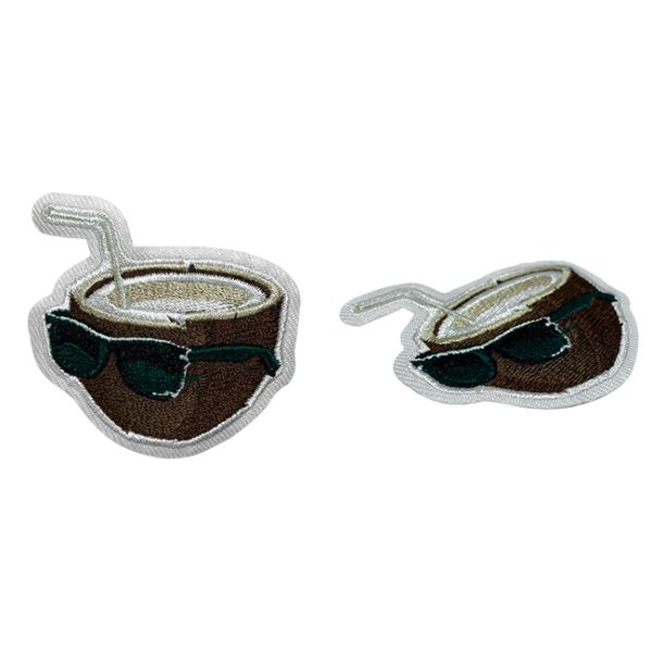 Garment Full Embroidery Patches Twill Background With Heat Press Bakcing