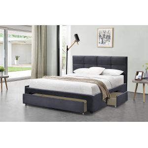 King Size Upholstered Bed Frame Grey Dark Blue Black Linen With Draws