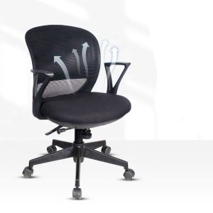 Black Swivel Office Chair with Thickened Base Adjustable Armrests and Fabric