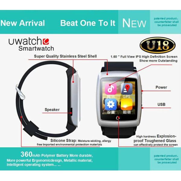 Hot U18 Smart Wrist Watch Sport smart watch Bluetooth Mobile Phone Andriod Smart
