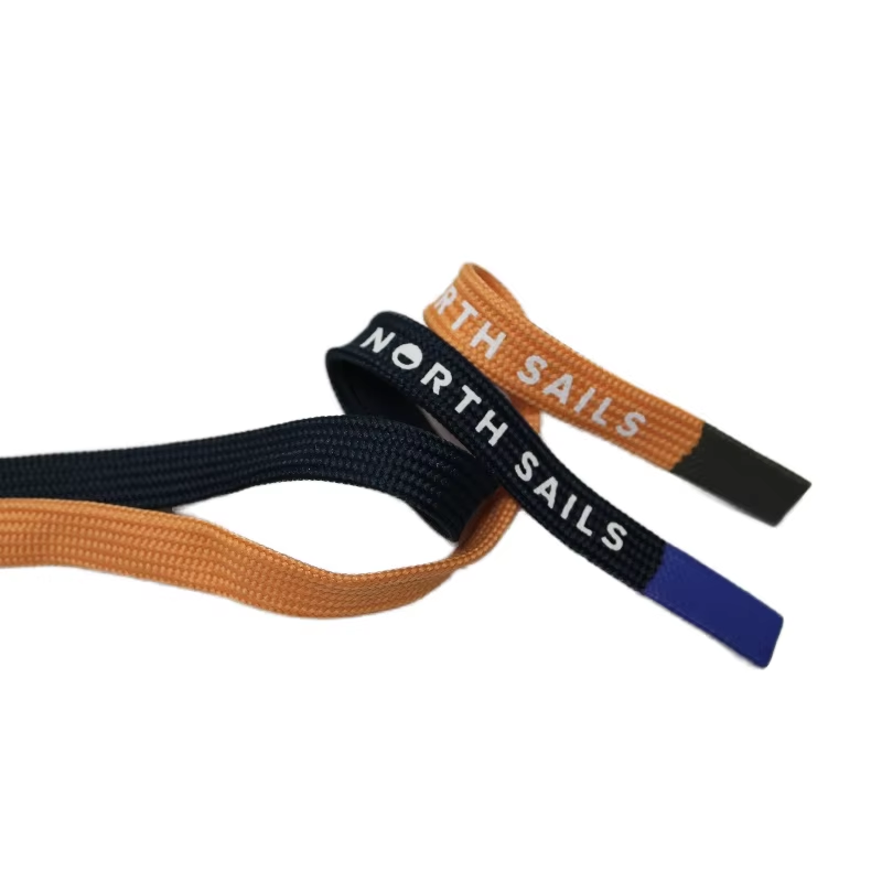 Silicone End Hoodie String Custom Polyester Flat Drawcord For Pants And Garment