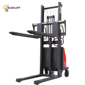 1000kg Load Capacity Semi Electric Pallet Stacker With 90mm Lowered Height And