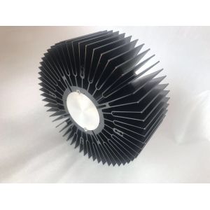 China Big size black anodized aluminum extrusion sunflower heatsink skiving drilling machining on sale