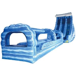 Cheap Customized Inflatable Water Slide with Pool Blue Crush 2 Lane Run N Splash Combo 1000ft for sale