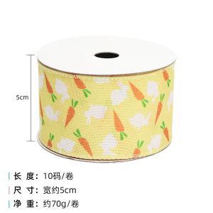 Egg And Rabbit Easter Wired Ribbon 50mm 5cm Easter Bunny Ribbon
