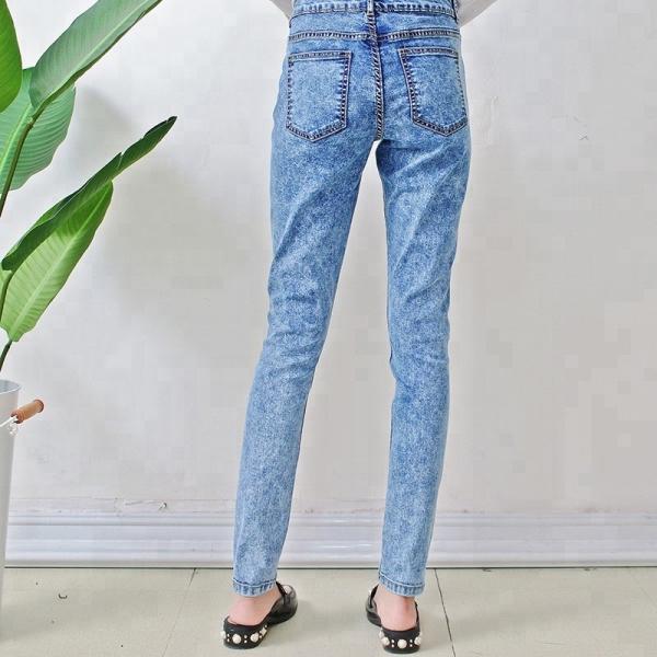 Quality Custom Blue Women Denim Skinny Jeans Color Fade Proof Full Length Eco Friendly wholesale