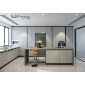 China Fadior Cement Gray Elegance Premium Stainless Steel Kitchen Cabinets With Timeless Modern Design on sale