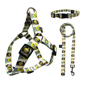 Woven Logo Dog Harness Set Multiple Colour Polyester Dog Harness